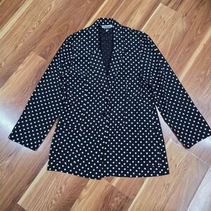 Marnie West Blazer Womens M Polka Dot Vintage Black One Button Career Jacket